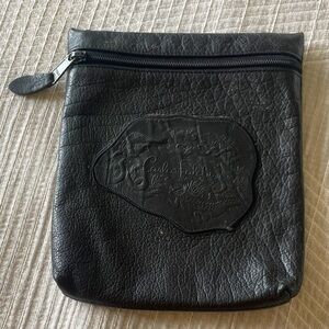 Vintage Carlos Falchi Leather Pouch Black Crossbody Bag 80s Embossed - No Strap